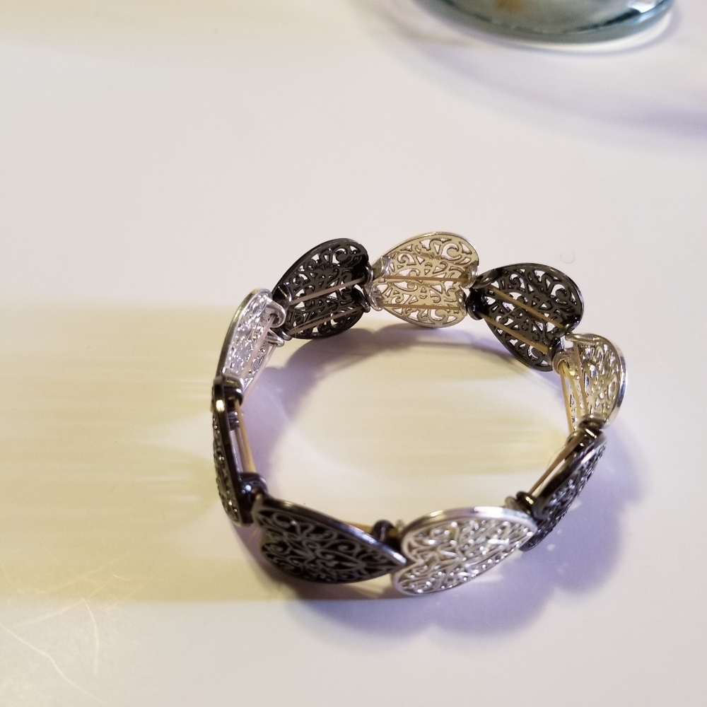 Gold and Pewter Heart Bracelet